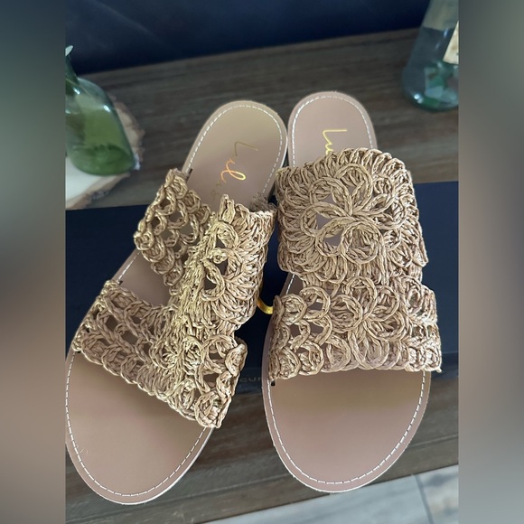 Lulu's Tan Woven Slide Sandals - Picture 1 of 4